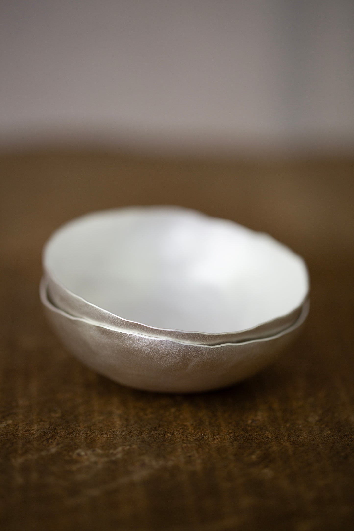 Set of sterling silver coated plate + cup by Mayumi Utsunomiya