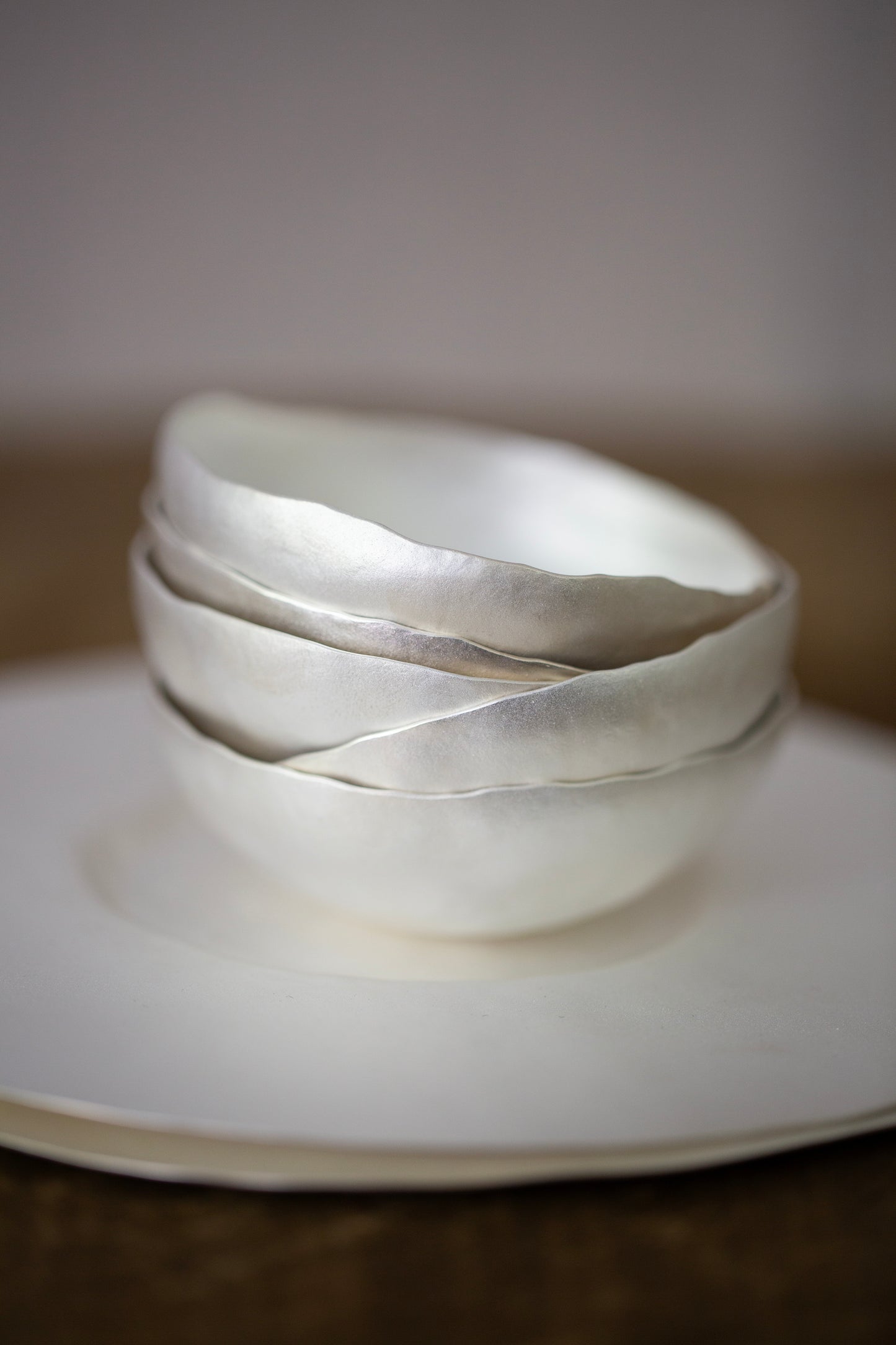 Set of sterling silver coated plate + cup by Mayumi Utsunomiya
