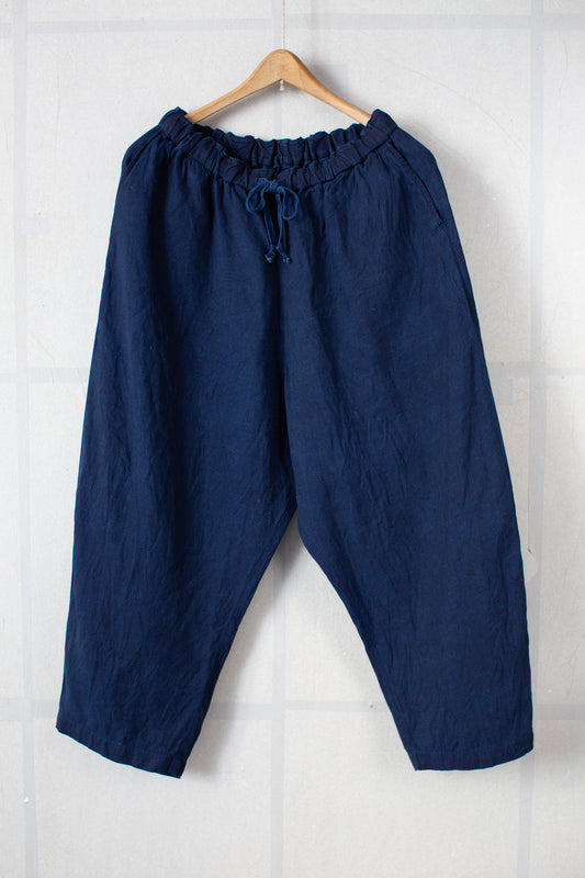 Dark natural indigo washi hemp pants