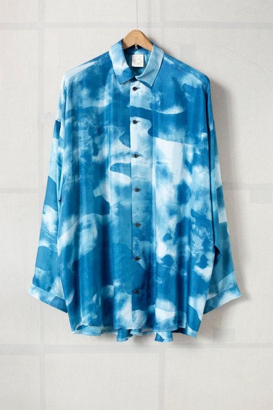 SHIRT#100 - SILK AIZOME CLOUDS