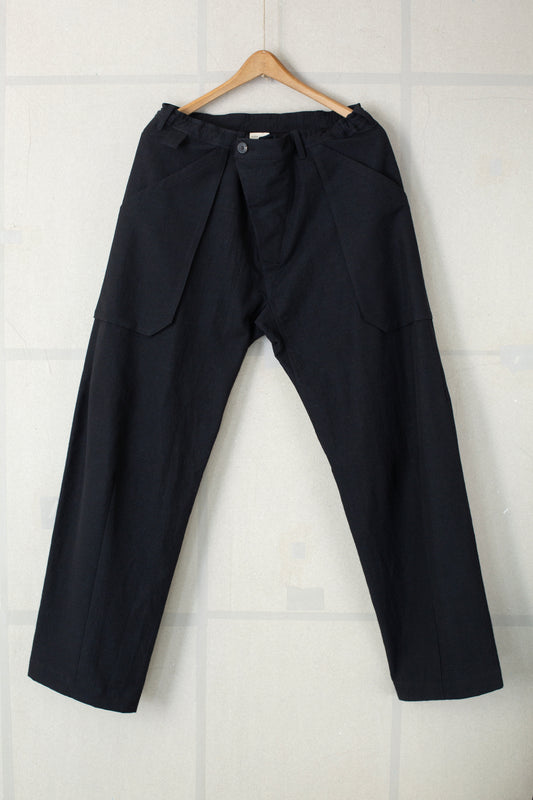TROUSERS#82 - ALPACA WOOL COTTON TWILL BLACK