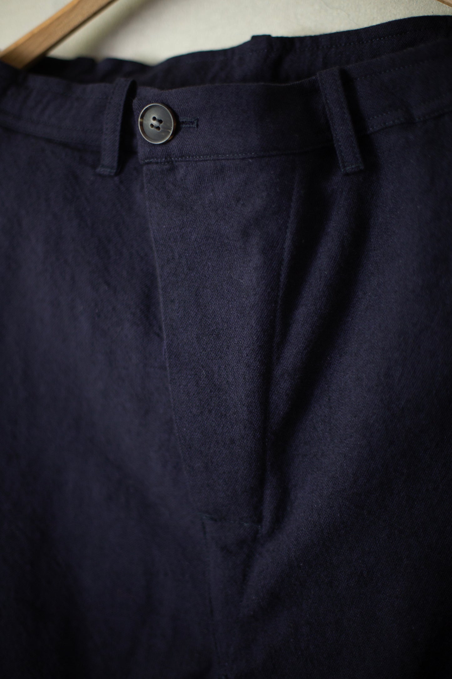 TROUSERS#83 - COTTON WOOL WASHED TWILL MIDNIGHT