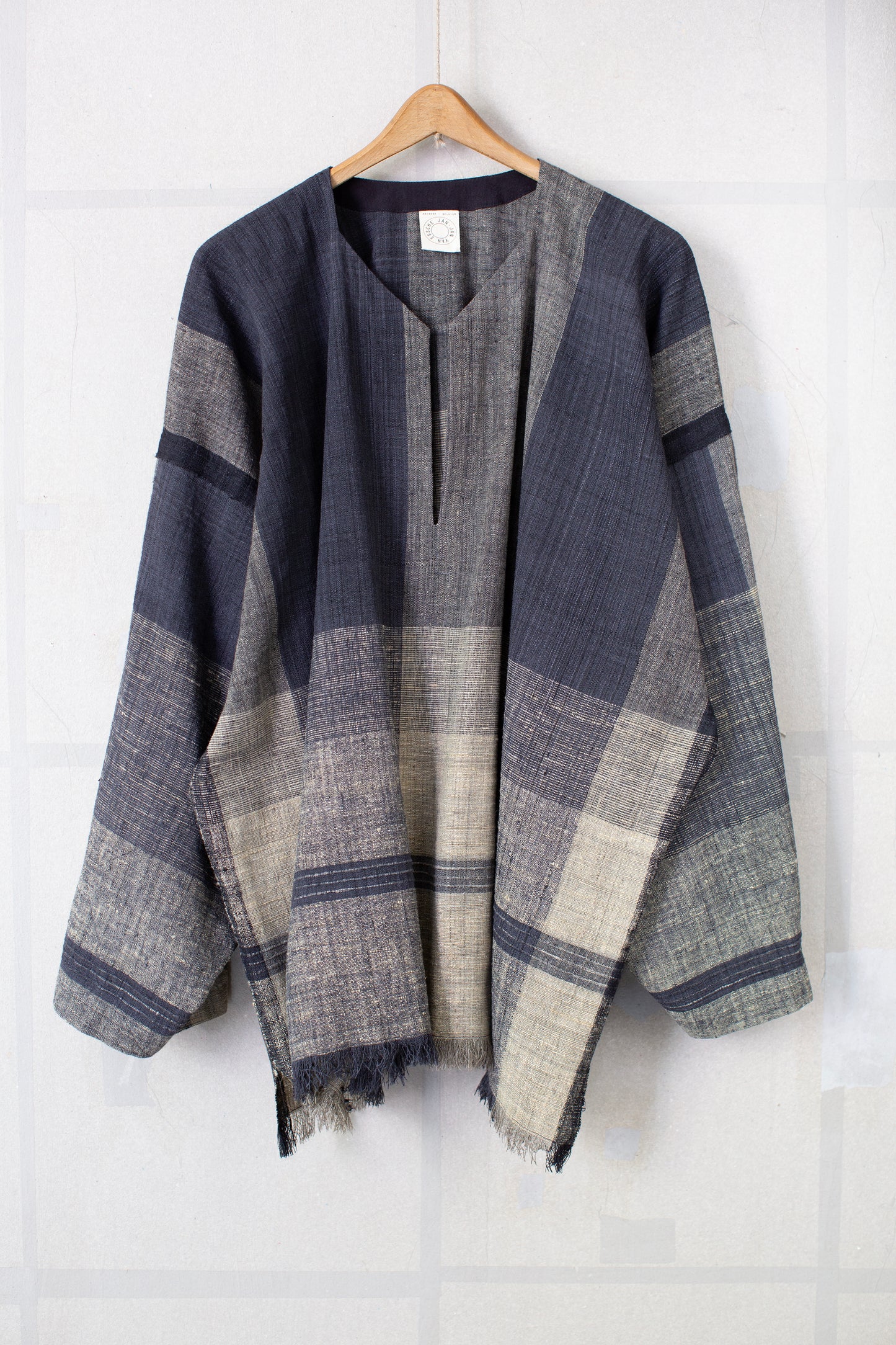 TUNIC#46 - IRON OXIDE / RICE HAY HANDWOVEN
