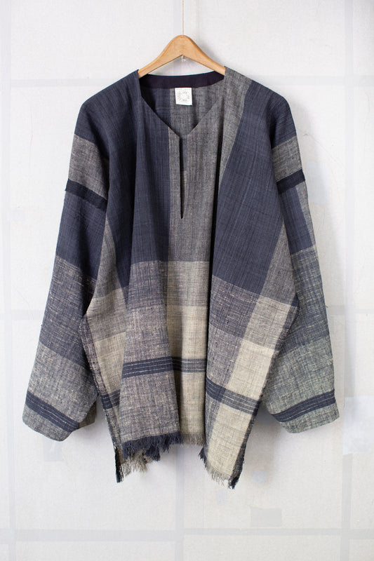 TUNIC#46 - IRON OXIDE / RICE HAY HANDWOVEN