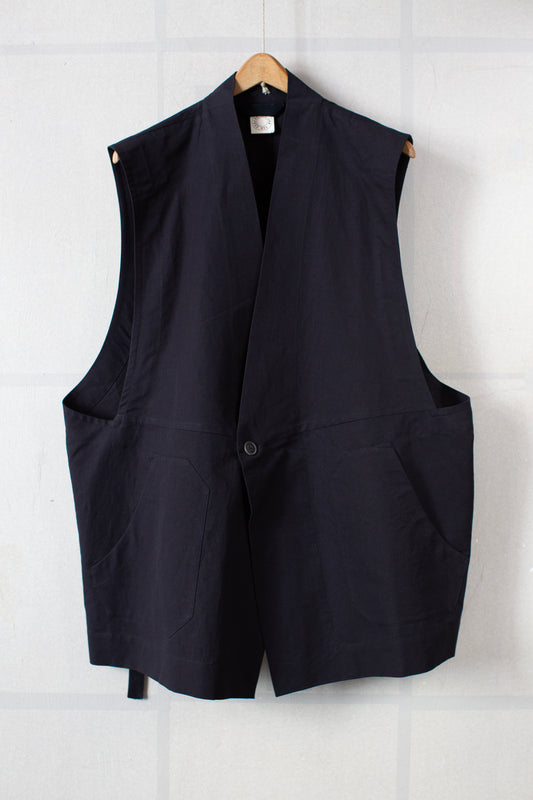 GILET#15 - COTTON PAPER FINE TWILL BLACK