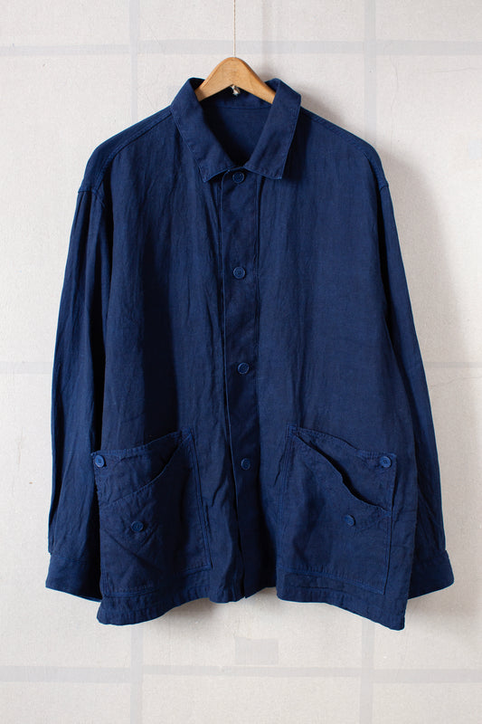 Dark natural indigo washi hemp jacket