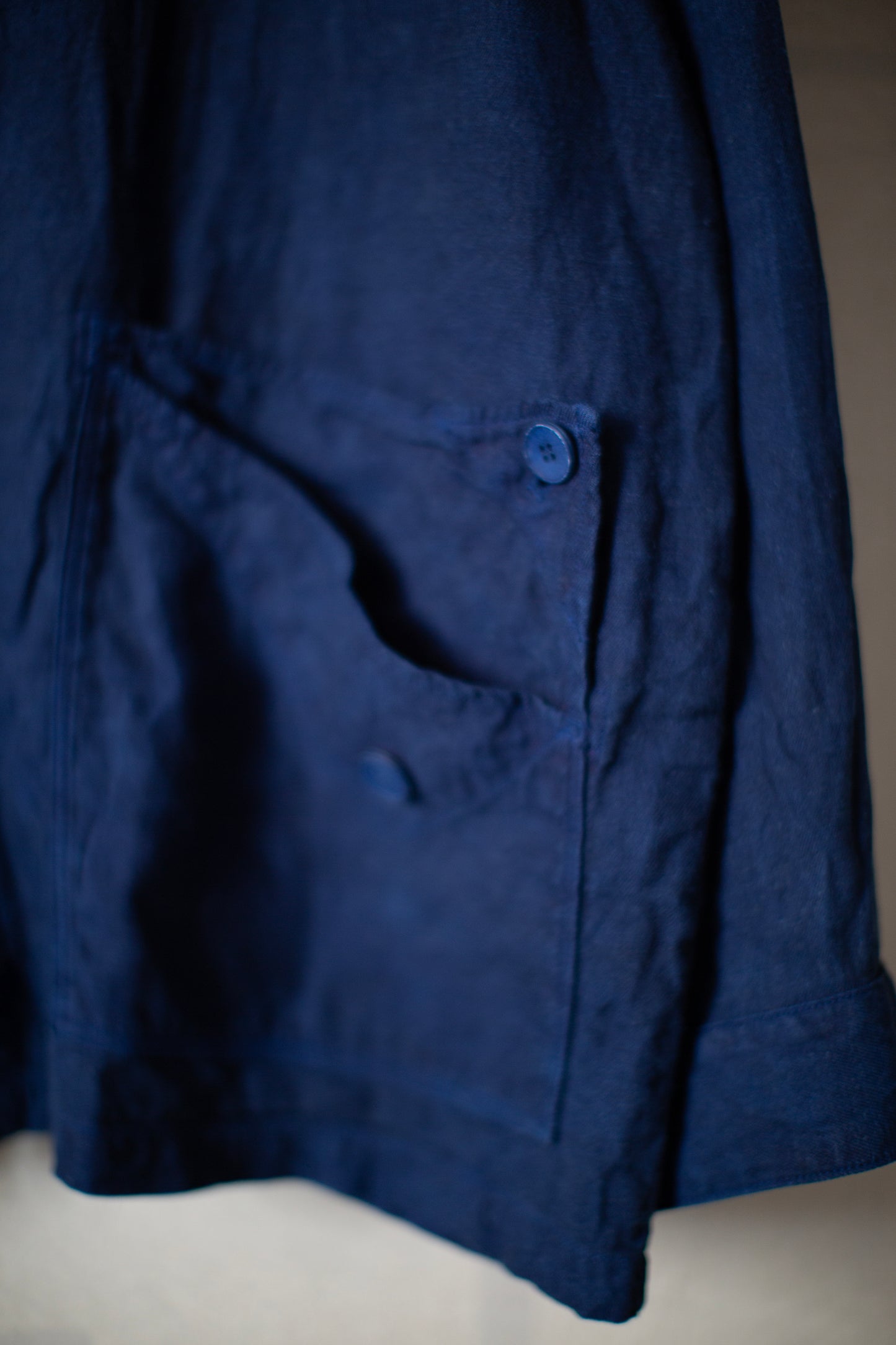 Dark natural indigo washi hemp jacket