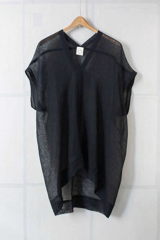 TUNIC#30 - BLACK LINEN MESH