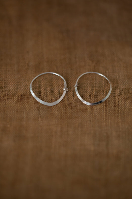 Pair Of Silver Hand Forged Earrings - small