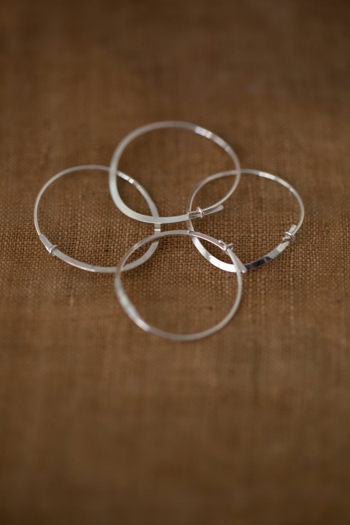 Pair Of Silver Hand Forged Earrings - medium