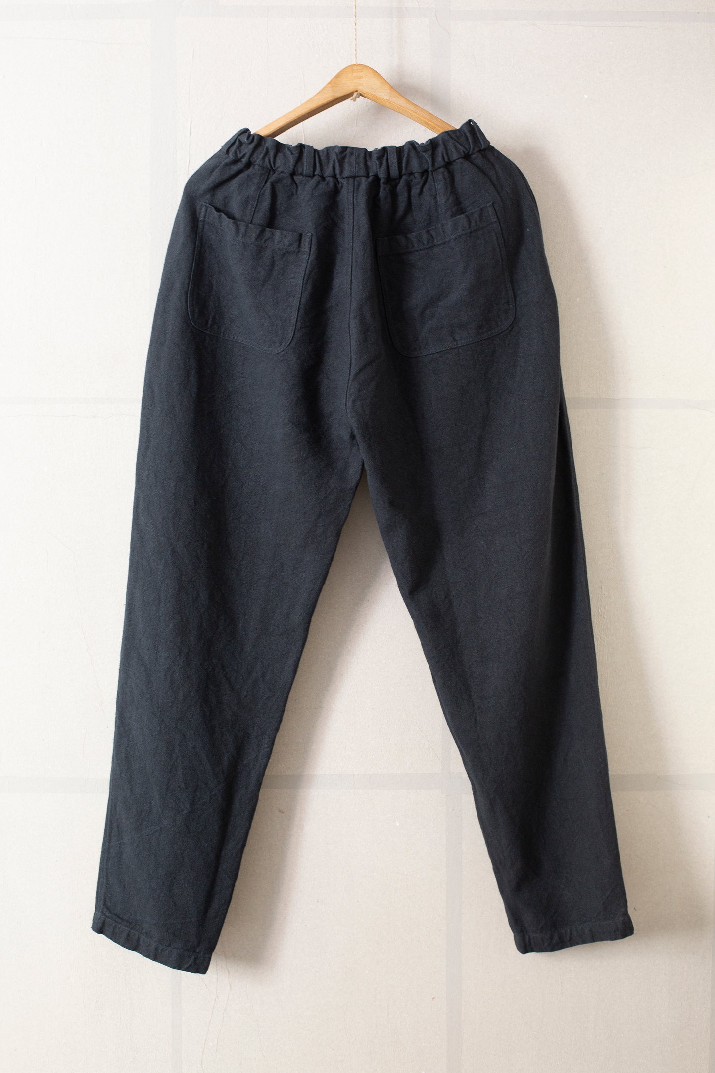 long Trousers In Charcoal Navy Brushed Linen/ramie