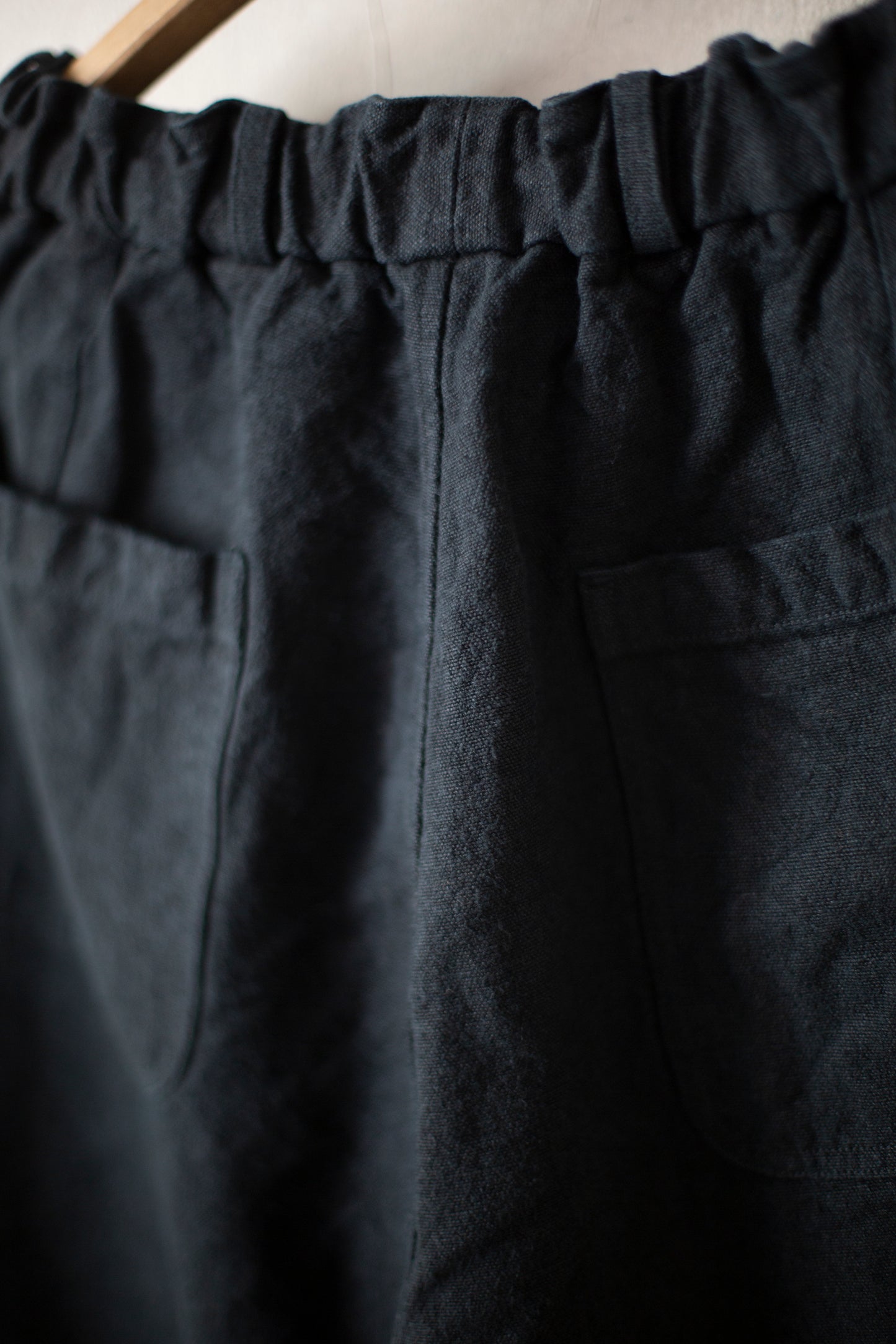 long Trousers In Charcoal Navy Brushed Linen/ramie