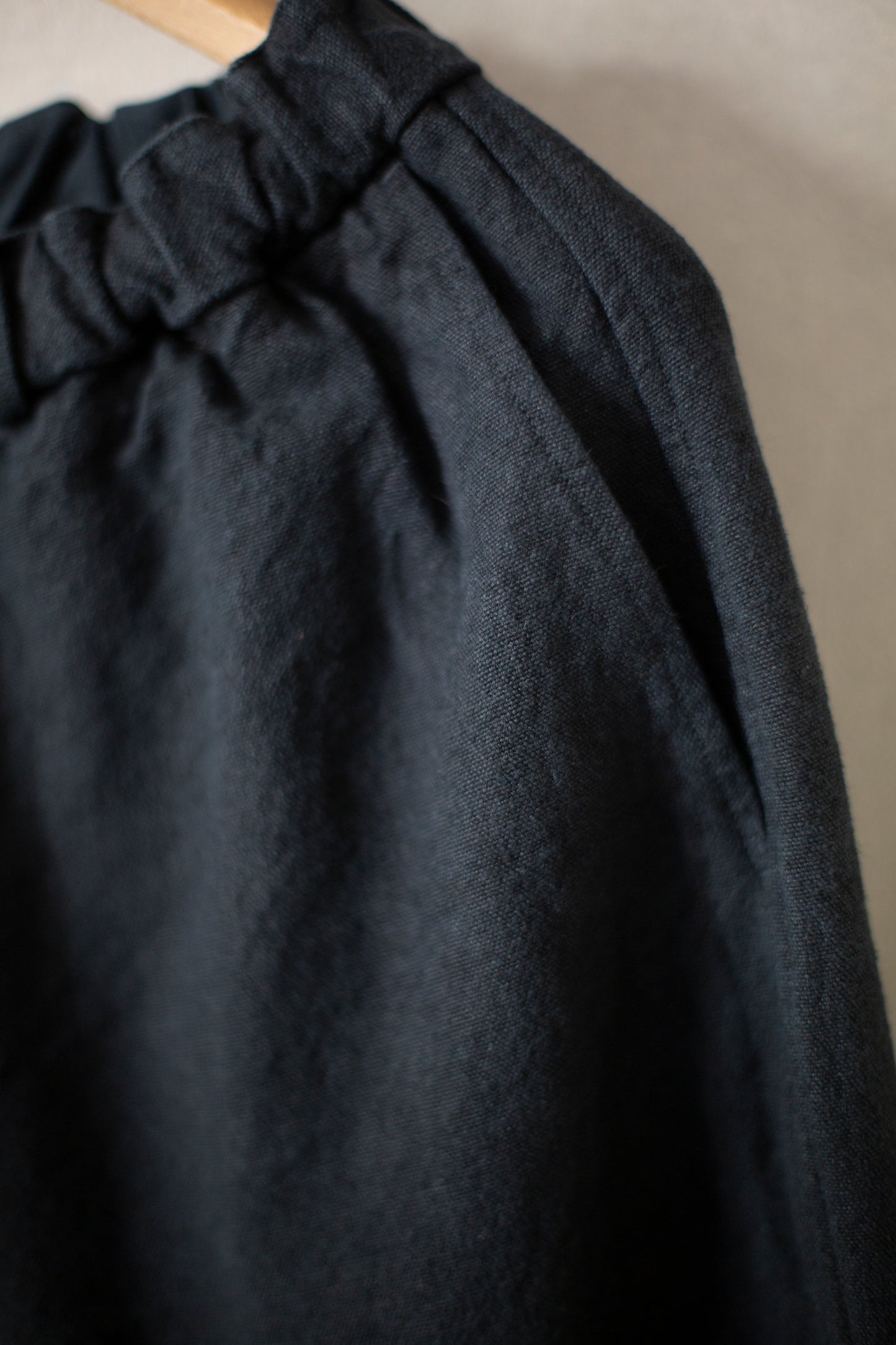 long Trousers In Charcoal Navy Brushed Linen/ramie