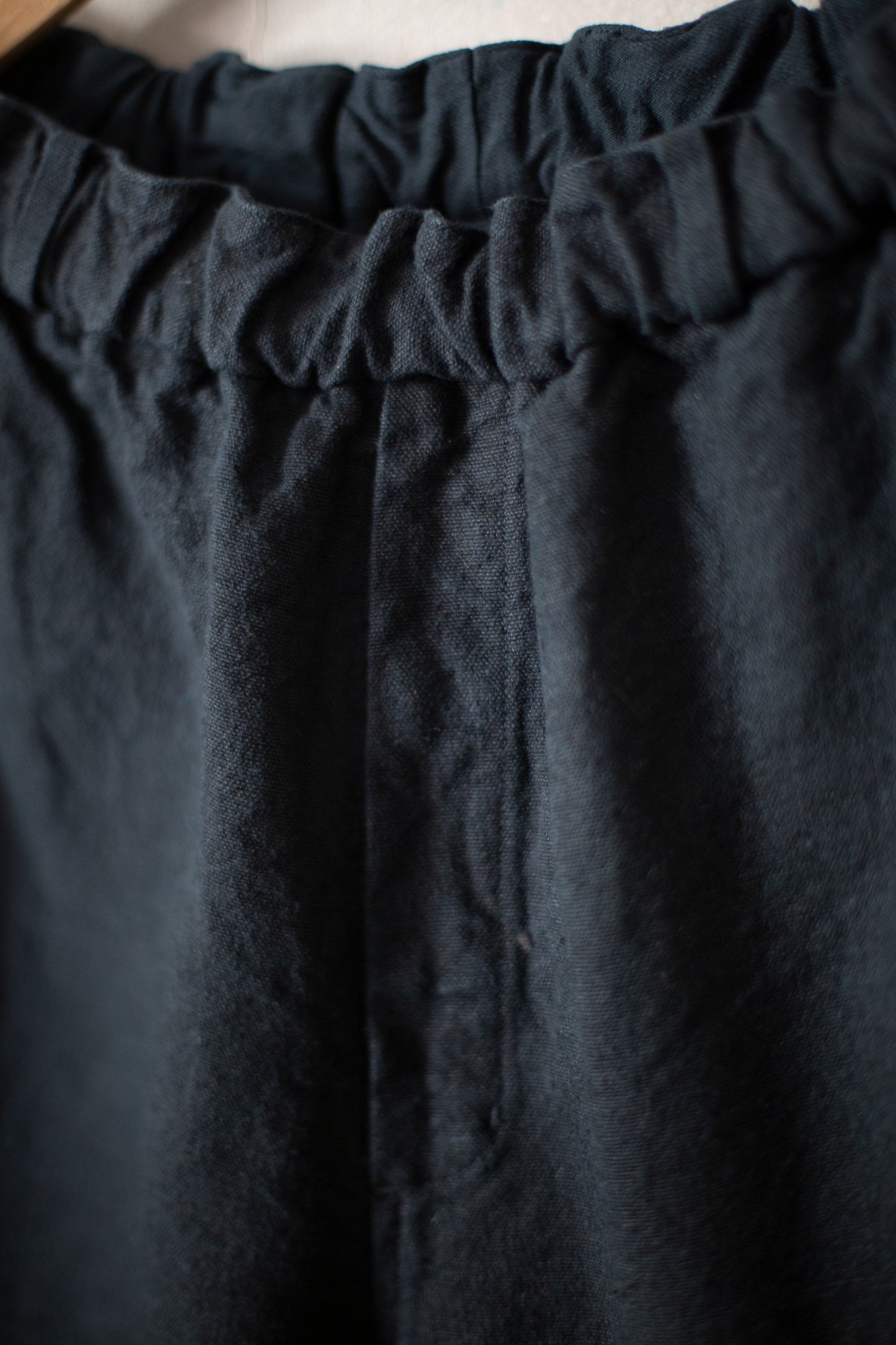 long Trousers In Charcoal Navy Brushed Linen/ramie
