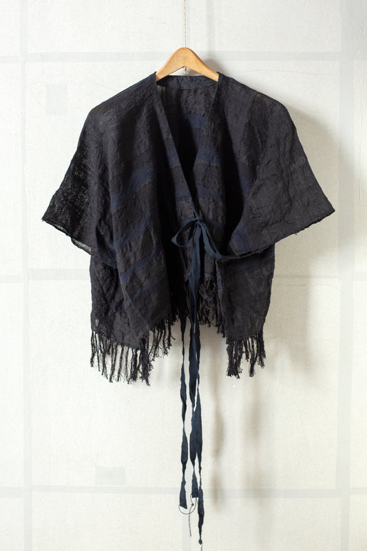 ROSE XIII - a black cropped kimono vest