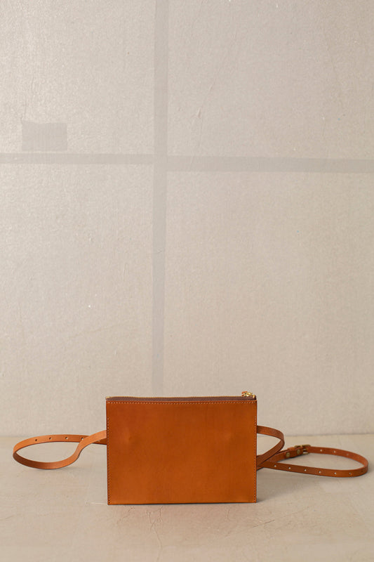 Camel Color Leather Shoulder Clutch