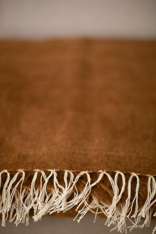 Vintage Natural Brown Siirt Handwoven Wool Carpet